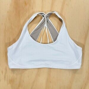 Lululemon Sports Bra Womens 6 White Strappy Crossback Longline Yoga Athletic EUC